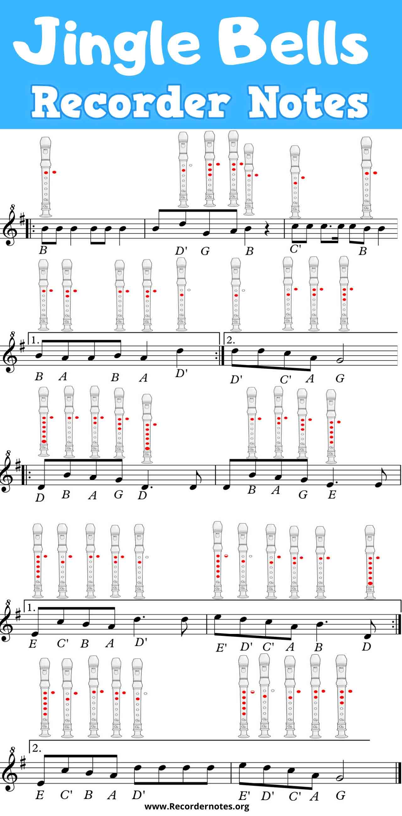 jingle bells recorder sheet music