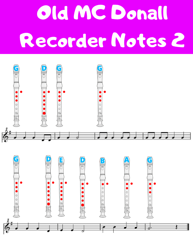 how to play old macdonald recorder notes