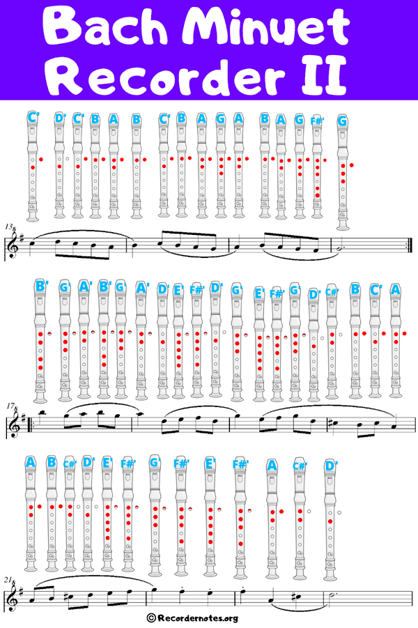 how to play the bach minuet on recorder